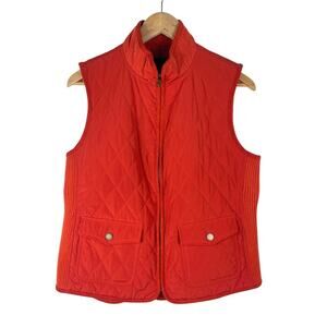 Talbots Blood Orange Quilted Zip Up Vest Jacket Pockets Fall Women's Medium